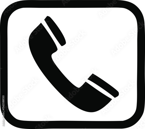 Simple black silhouette of a handset phone icon inside a rounded square border