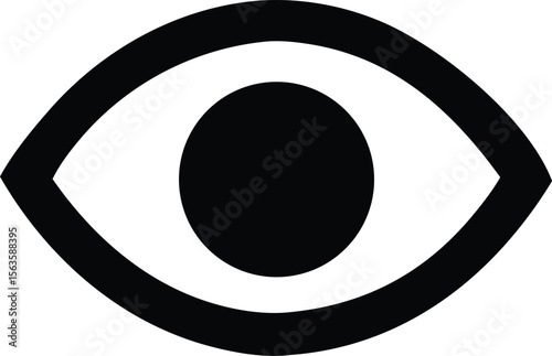 A minimalist black and white graphic representation of an open eye symbolizing vision and perception