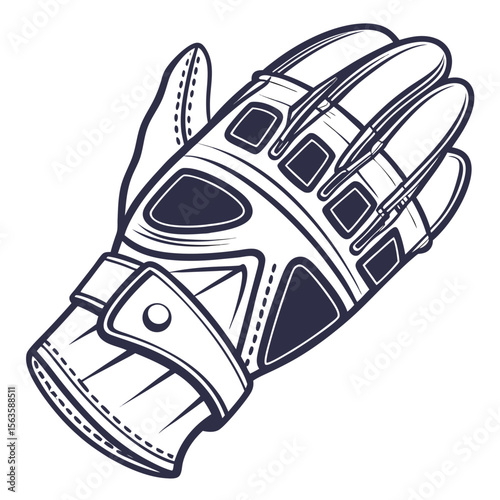 Dark blue fencing glove isolated on white sports equipment protective gear