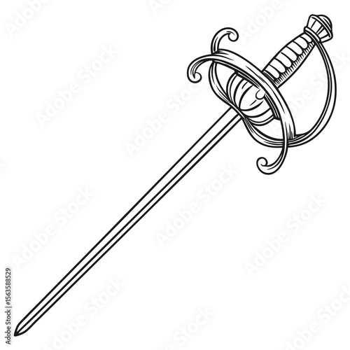 Elegant rapier sword with ornate hilt and sharp blade fencing dueling