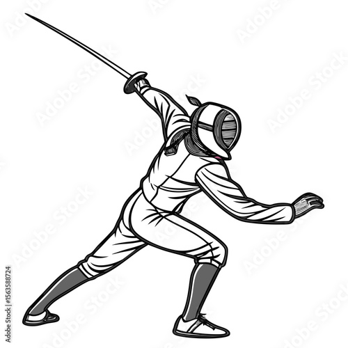 Fencer lunging with sword fencing sport