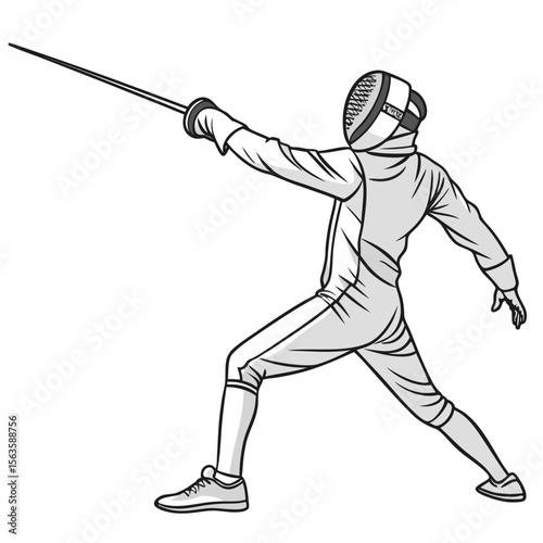 Fencer lunging with sword fencing sport