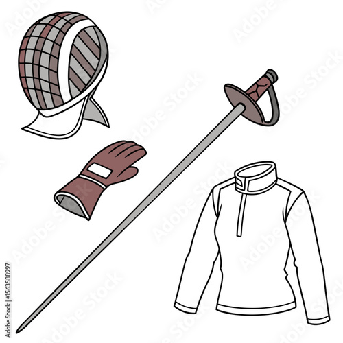 Fencing equipment ensemble protective gear sword sport mask