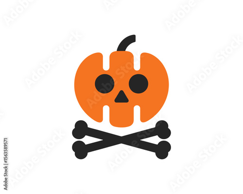 Halloween pumpkin skull and crossbones icon