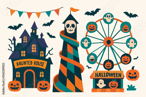 Halloween carnival fun park elements