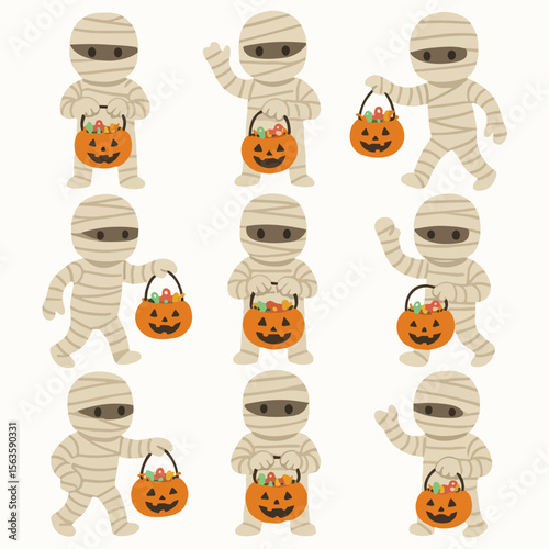 Halloween mummy kids trick or treating