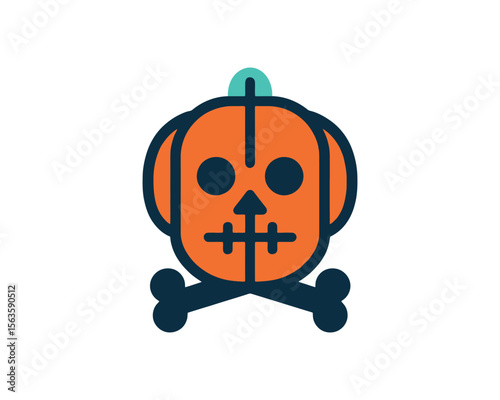 Halloween pumpkin skull and crossbones icon