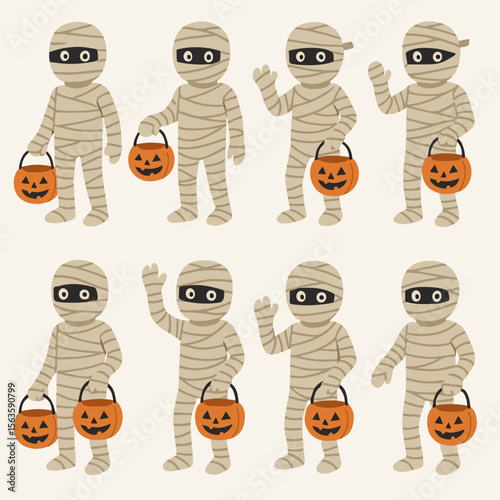 Mummy kids halloween trick or treat