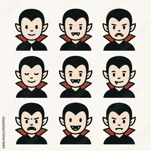 Nine vampire character expressions