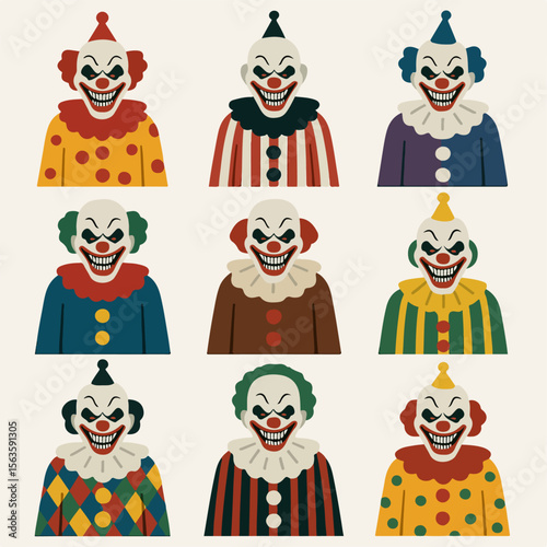 Scary clown character set