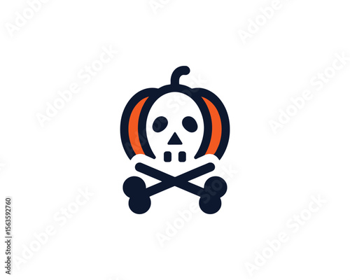 Halloween pumpkin skull and crossbones icon
