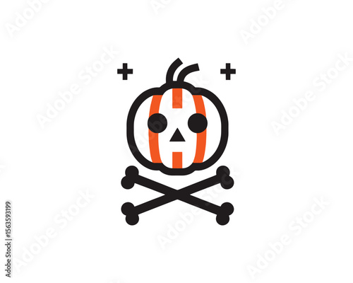 Halloween pumpkin skull and crossbones icon