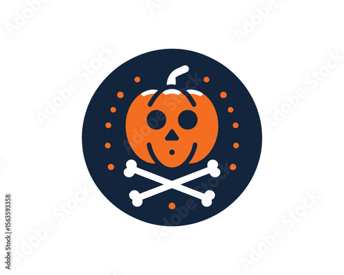 Halloween pumpkin and crossbones icon