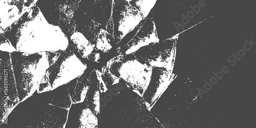 Contrast broken glass texture for horror posters, dramatic backgrounds, t-shirt prints, visual design. Realistic crack effect.