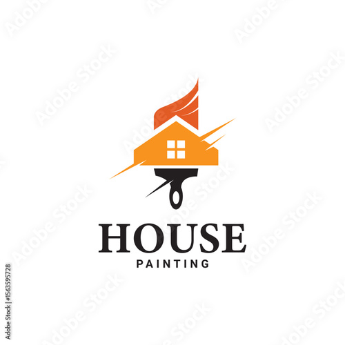 house painting service colored logo vector silhouette illustration business logo design template.
