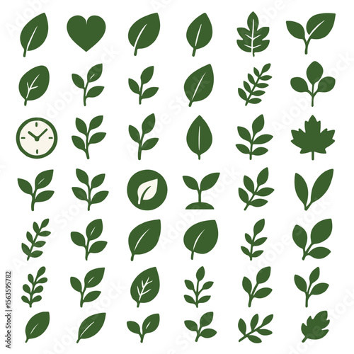 A seamless vector pattern featuring a set of green leaves, perfect for nature-inspired designs and ecological illustrations