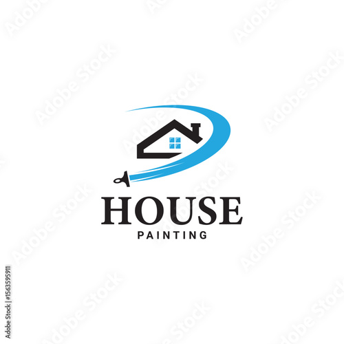 house painting service colored logo vector silhouette illustration business logo design template.