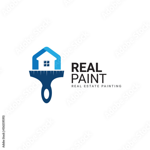 Abstract painting logo design, paint brush with house concept	