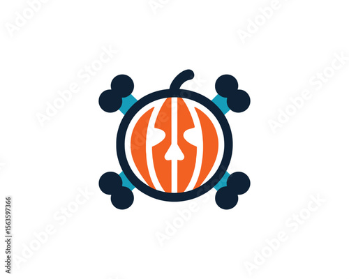 Halloween pumpkin with crossed bones icon