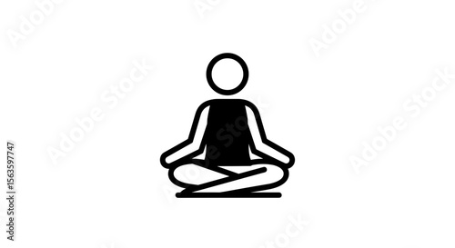 Person meditating icon in black silhouette style on white background