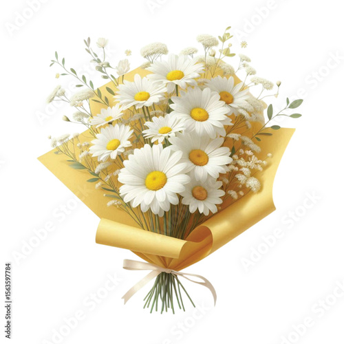 Daisies Flower Bouquet yellow Paper transparent
