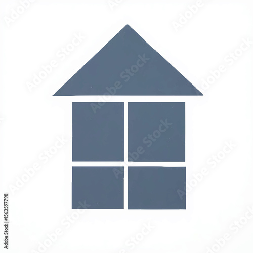 Simple House Icon with Square Windows

