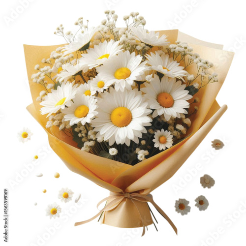 Daisies Flower Bouquet yellow Paper transparent
