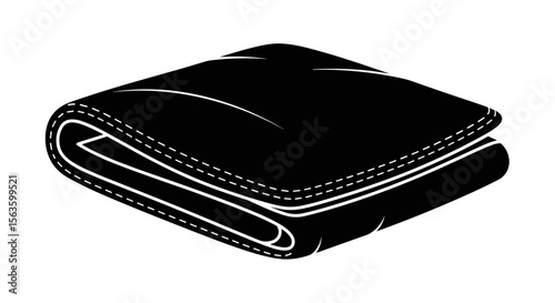 Folded blanket icon in black silhouette style on white background