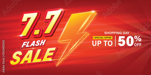 7.7 discount flash sale background. Vector illustration for shopping day, online shopping, special Offer coupon, voucher, banner template, websites, social media advertising.