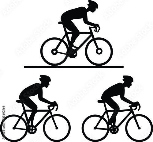 Silhouette of a man riding a bicycle vector illustration