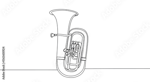 Line art vector illustration of tuba for music posters and designs