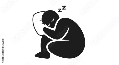 Person sleeping with pillow icon in black silhouette style