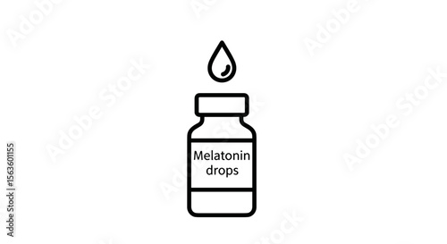 Melatonin drops bottle icon in black outline style on white background