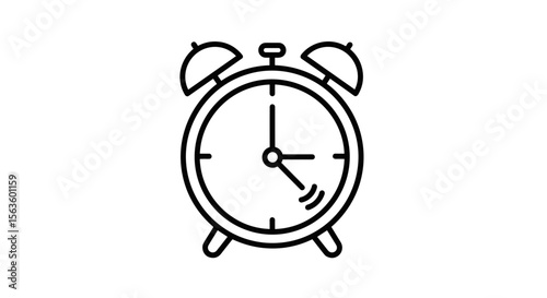  Alarm clock ringing icon in black outline style on white background