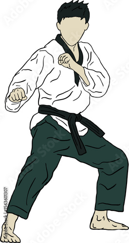 taekwondo kick vector