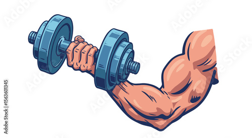 Strong arm lifting dumbbell vector illustration for fitness and gym design