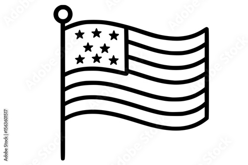 Vector Illustration of Waving National Flag with Stars and Stripes