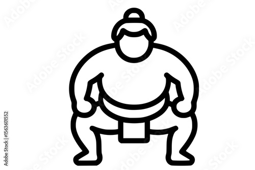 Vector Illustration of Sumo Wrestler Icon in Fighting Stance