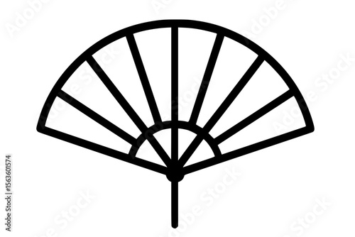 Vector Illustration of Traditional Japanese Folding Fan Icon