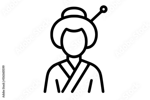Vector Illustration of Traditional Geisha in Kimono