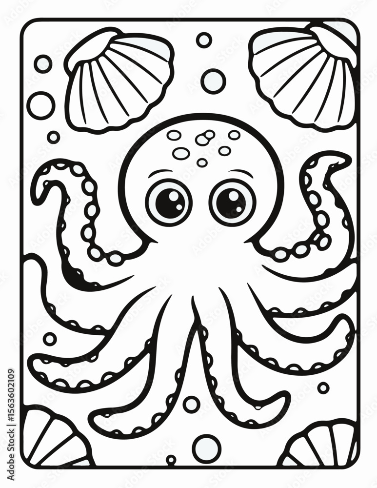 Fototapeta premium Cute Sea Animal Vector Coloring Pages
