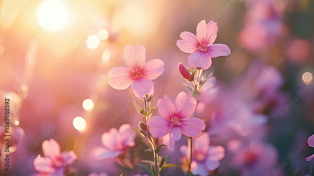 custom made wallpaper toronto digitalEpilobium Hirsutum flowers glowing softly in an enchanted meadow, with a magical light shining.