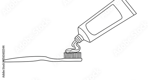 Dental care vector illustration of toothbrush and toothpaste in line art style for health and hygiene designs