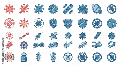 Bacteria and virus symbols vector illustration for healthcare and infection prevention designs