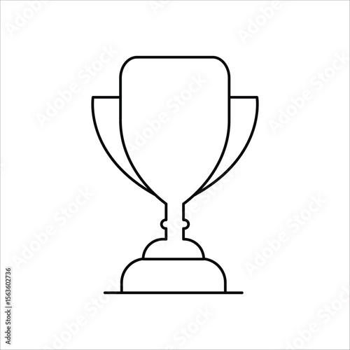 Trophy award cup icon symbol design in minimal outline black stroke vector illustration for sports competition achievement success and celebration.