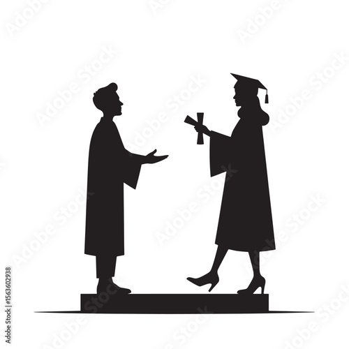 Wallpaper Mural Black Silhouette Vector of Student Receiving Graduation Certificate on Stage in Academic Achievement Ceremony Scene on White Background Full Ultra HD Torontodigital.ca