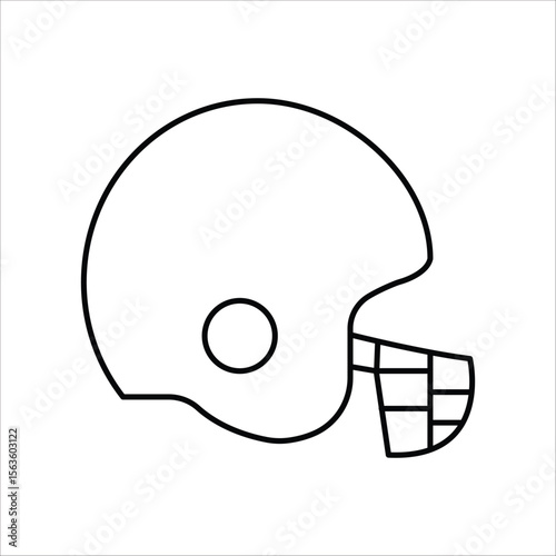 Football helmet outline icon vector illustration in minimal line art style for American sport safety equipment and athletic head protection design.