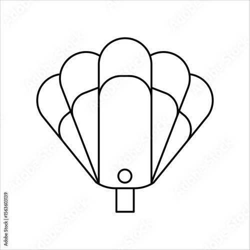 Parachute flying equipment outline icon vector illustration with minimal air adventure concept for sky diving safety gear and flight descent design.