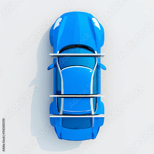 Blue Car Cut Into Sections for Analysis

