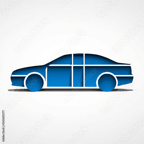 Blue Car Cut Into Sections for Analysis

